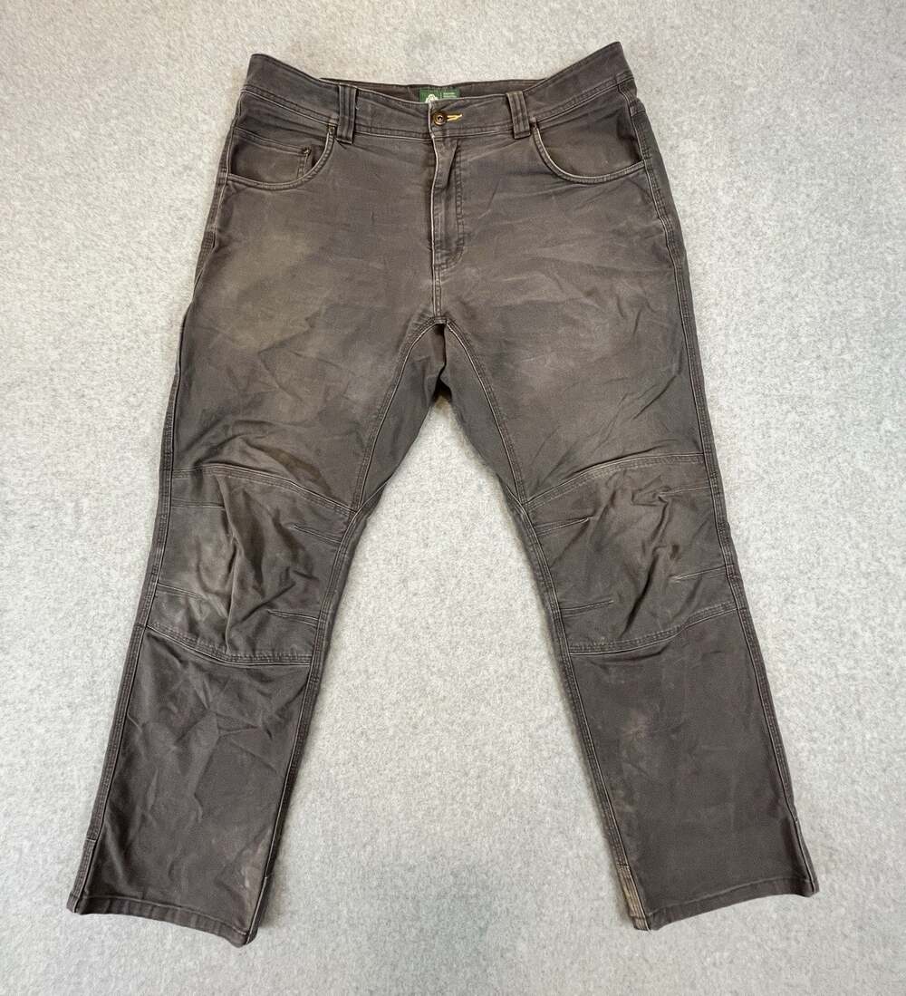 Eastern Mountain Sports Men's Gray Stretch Twill Pants 36x30 5-Pocket Flat Front